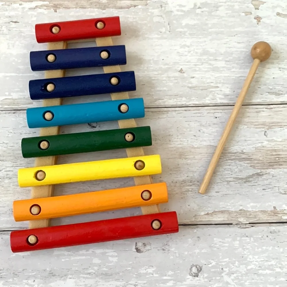 Kids Wooden Rainbow Colors Xylophone Musical Instrument Montessori Toys NEW